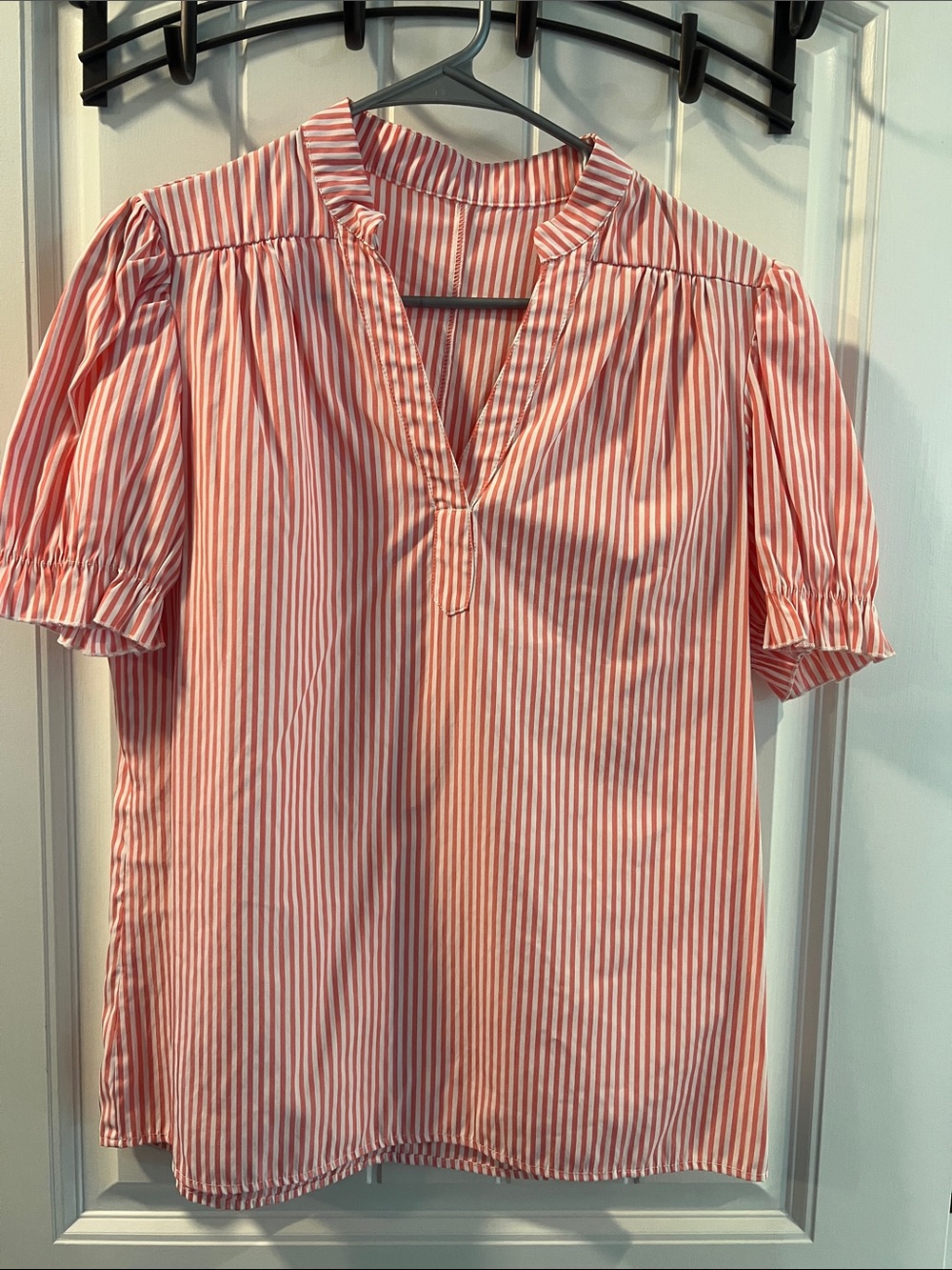 Navy Ruffle Sleeve Blouse - Picture 3 of 3